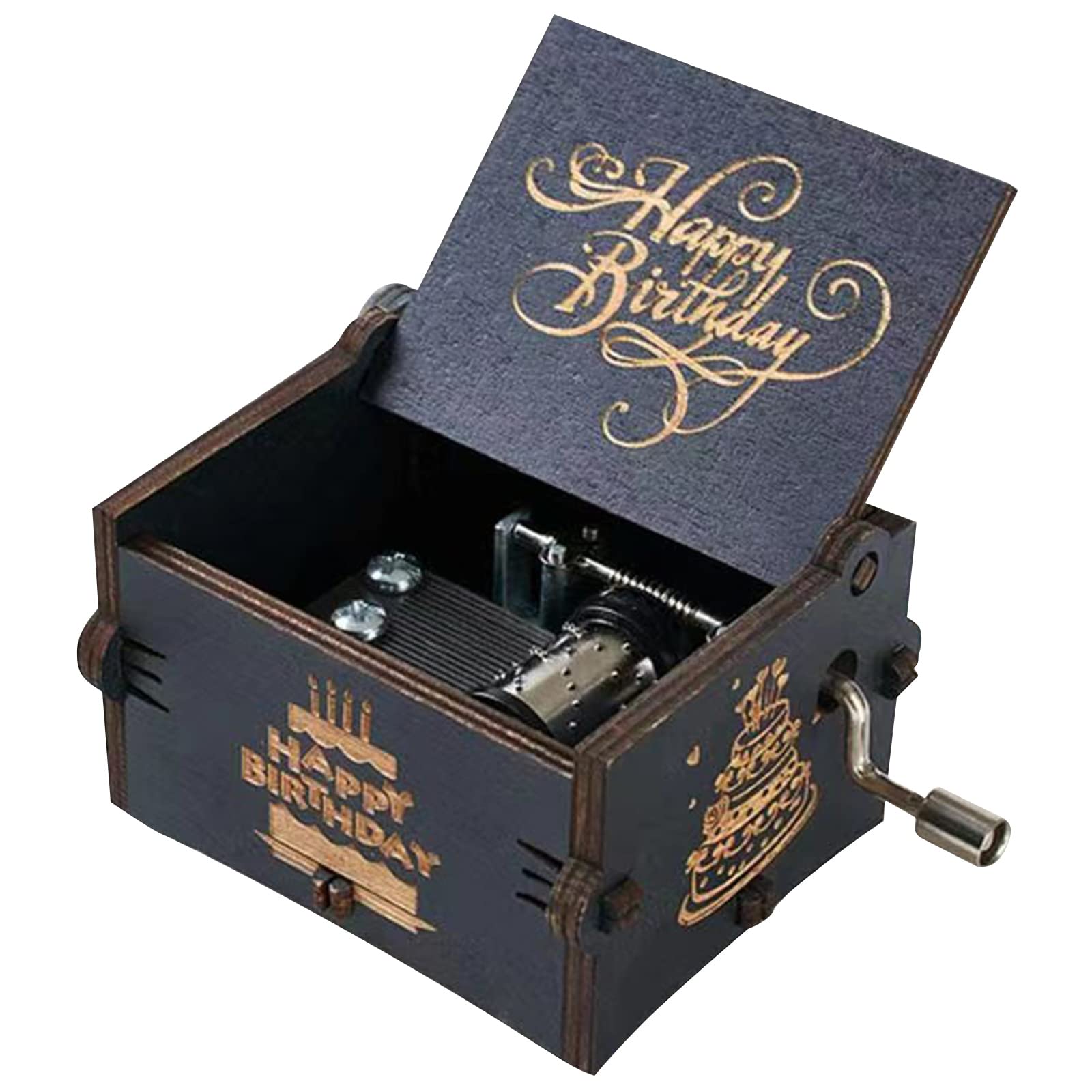 PATPAT® Happy Birthday Music Box - Wooden Hand Crank Engraved Musical Instrument with Melody PATPAT® Happy Birthday Music Box - Wooden Hand Crank Engraved Musical Instrument with Melody
